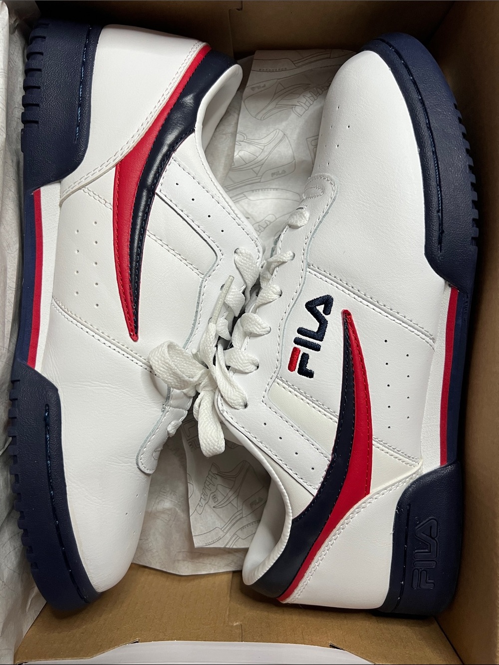 Fila White Navy Red Retro Court Sneakers